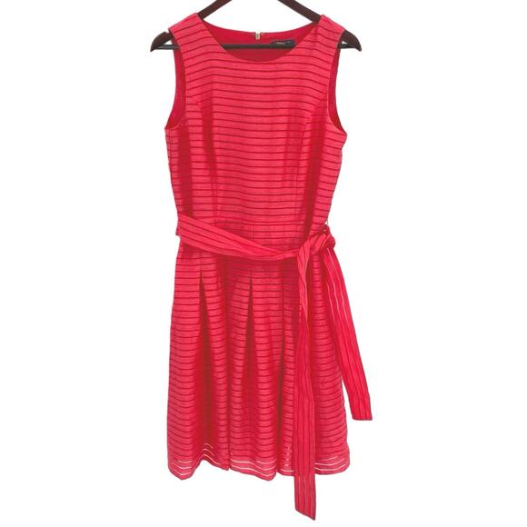 Tommy Hilfiger Illusion Striped Pleated Dress size 10 pink watermelon - Picture 1 of 10